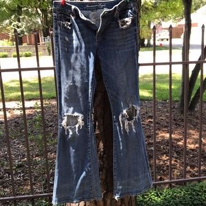 American Eagle Distressed "77 Flare Jeans"
